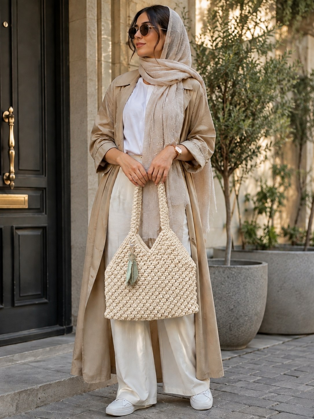 کیف زنانه مکرومه بافی مدل تاپ